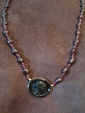 Greco-Roman Cherry Amber & Glass Bead Necklace